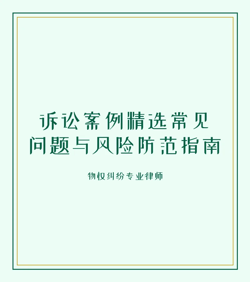 诉讼案例精选常见问题与风险防范指南